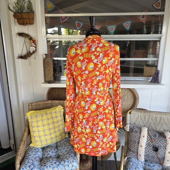 MeUndies XS / S Tropical Vibrant Floral Robe Tiki Resortwear Vacation Soft - Picture 4 of 14